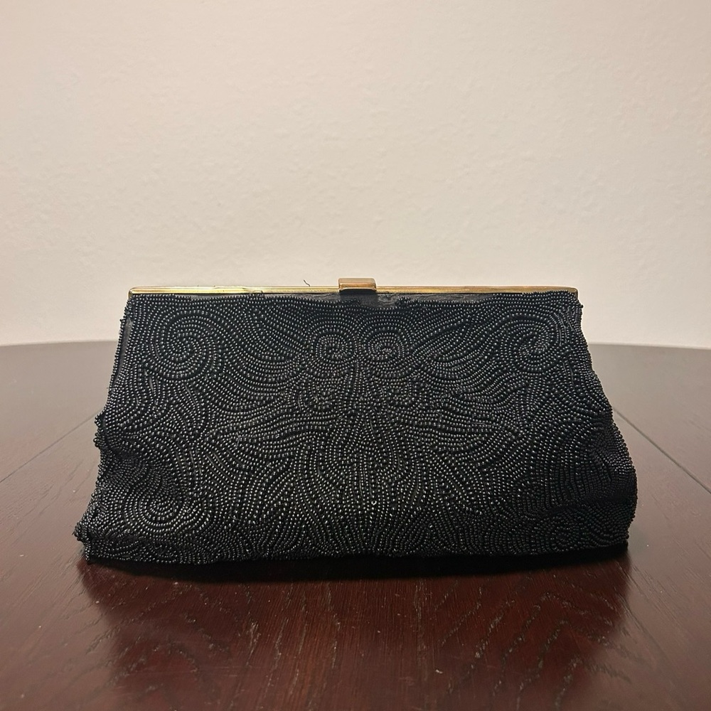 Walborg Black Beaded Clutch